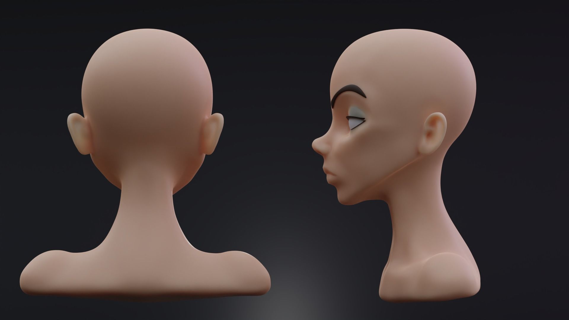 Female Head 3D model_1