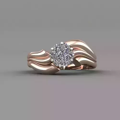 Diamond Rose Gold Engagement Ring 3D Print Model