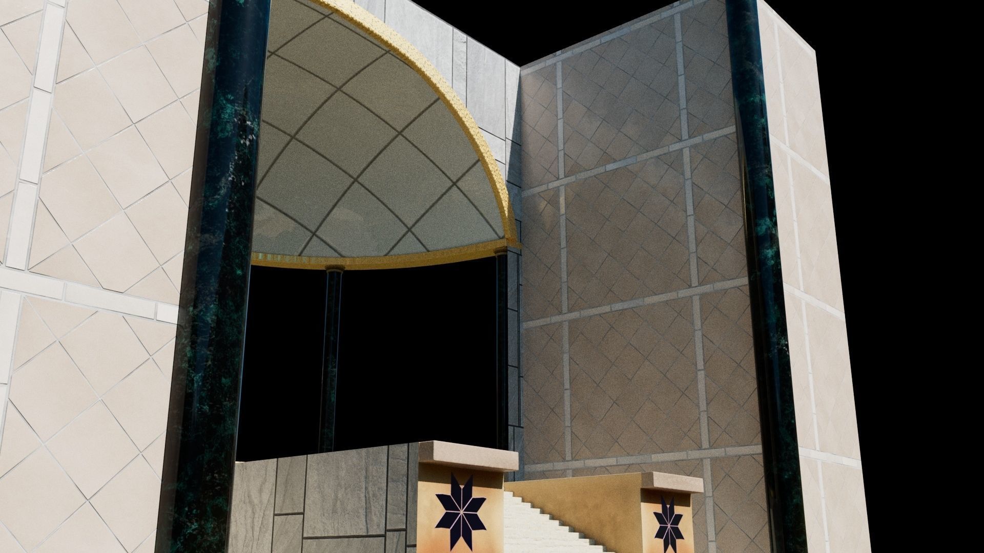 Fantasy Building Temple  Altar Low-poly 3D model_1