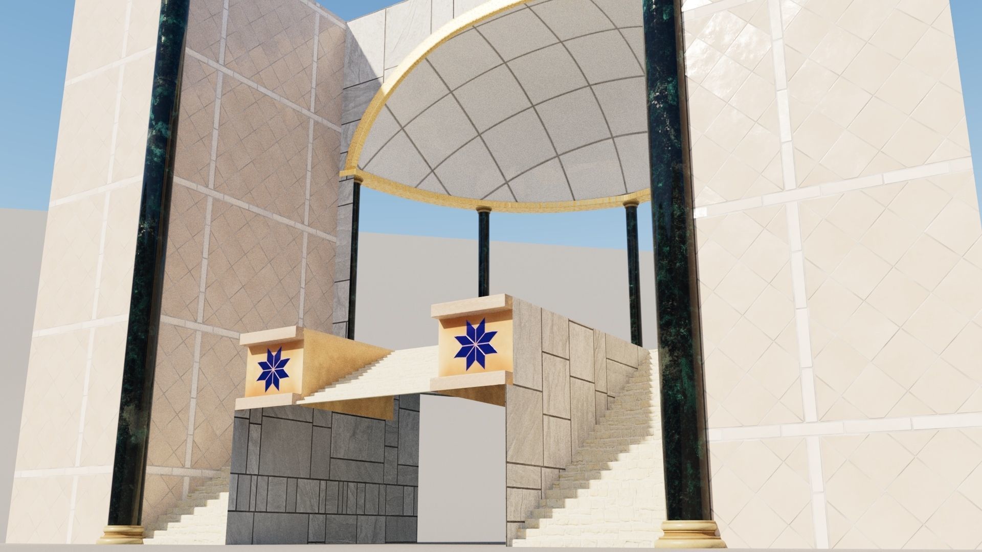 Fantasy Building Temple  Altar Low-poly 3D model_2