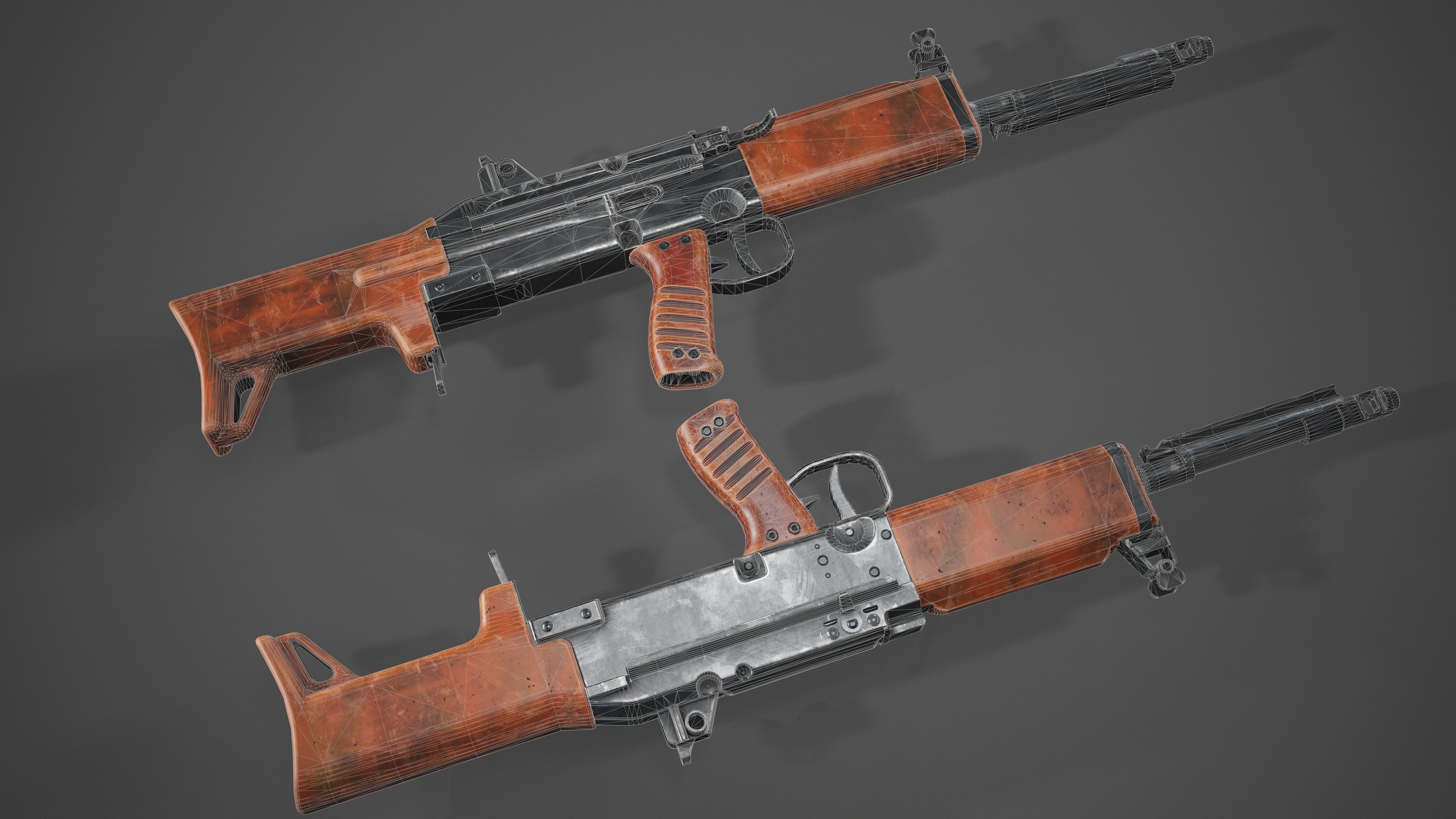 TKB 0146 3D model soviet bullpup rifle low poly  Low-poly 3D model_7