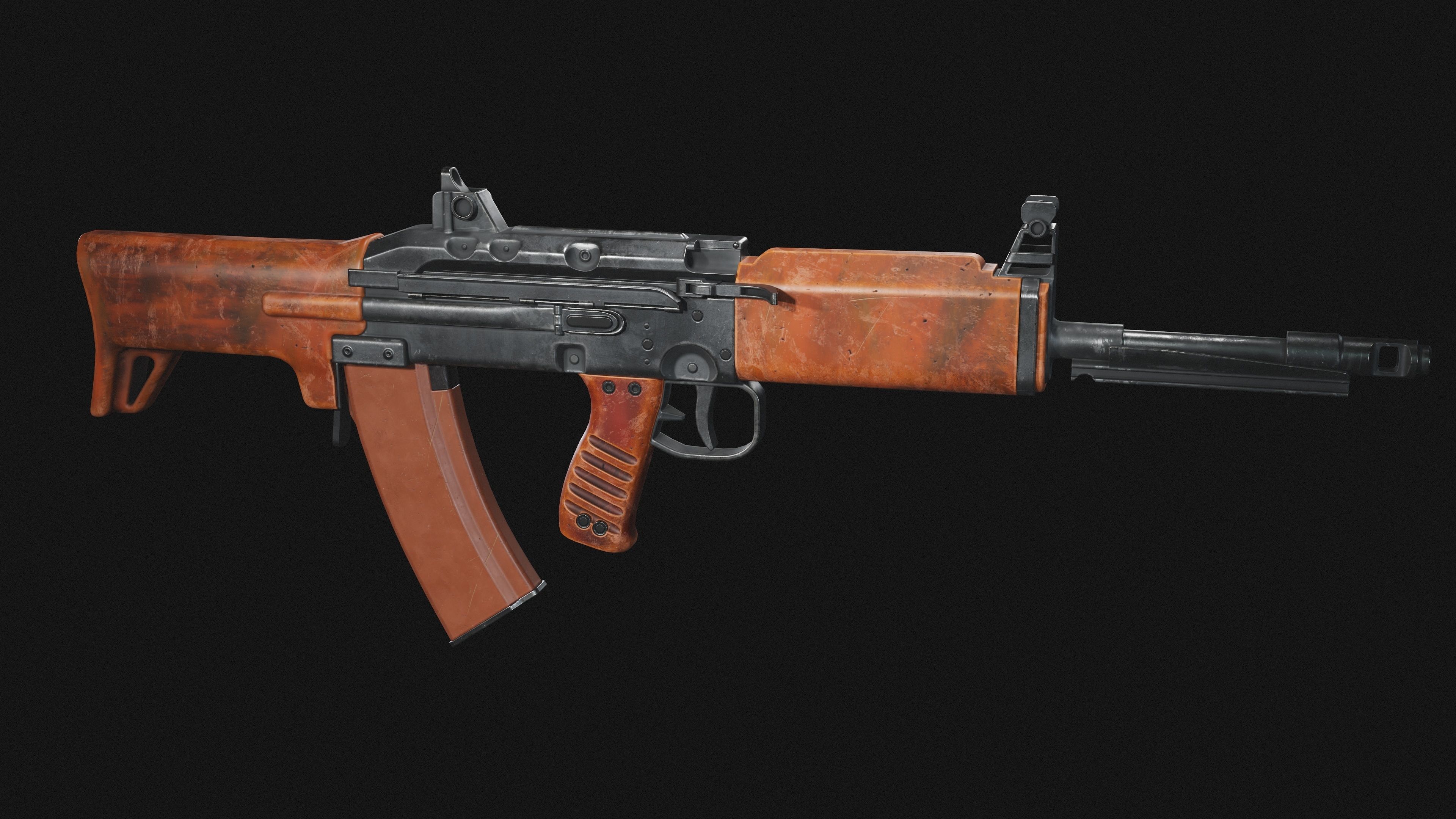 TKB 0146 3D model soviet bullpup rifle low poly  Low-poly 3D model_2