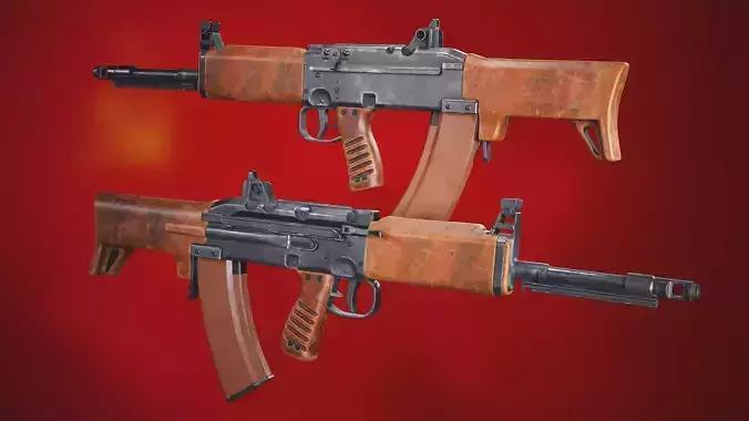 TKB 0146 3D model soviet bullpup rifle low poly  Low-poly 3D model