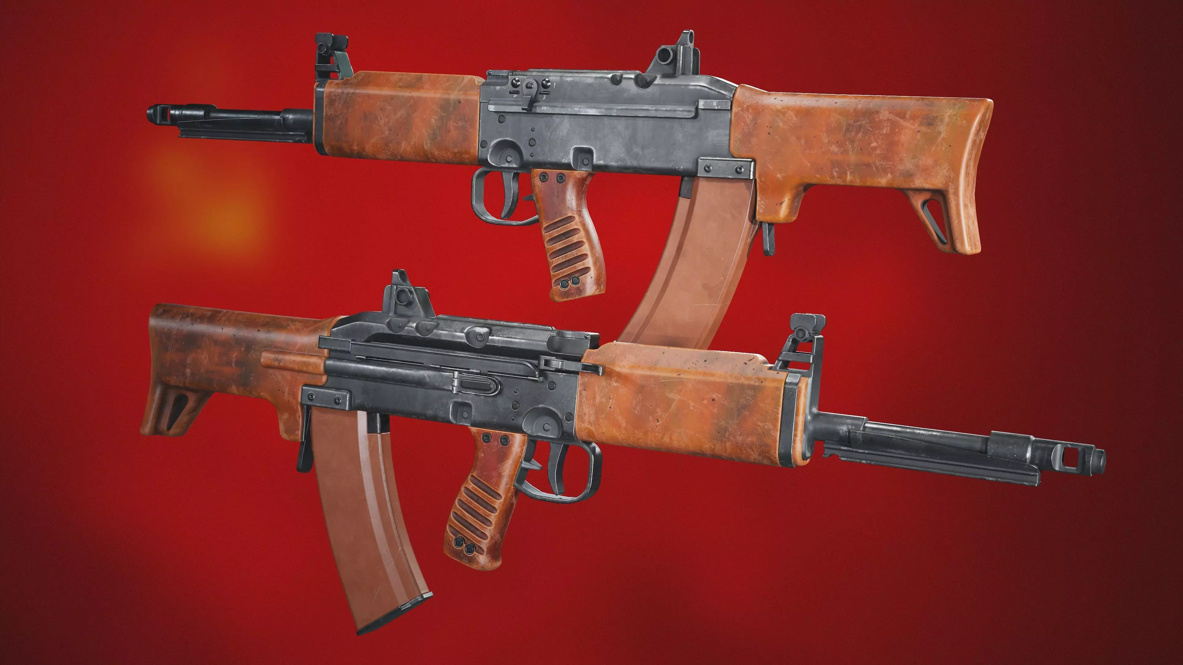 TKB 0146 3D model soviet bullpup rifle low poly  Low-poly 3D model_0