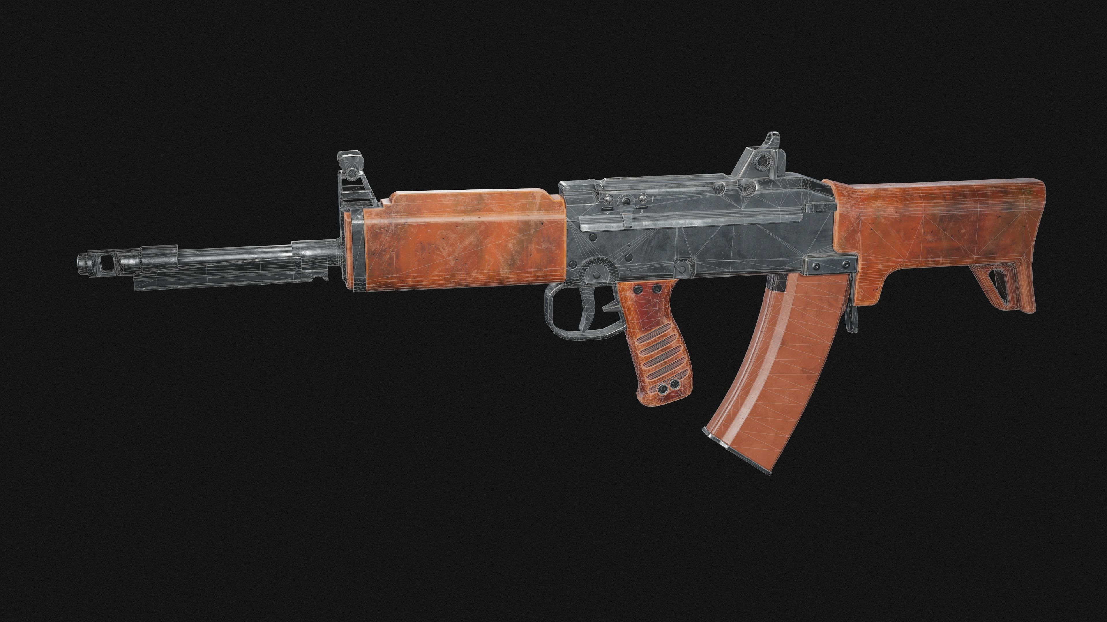 TKB 0146 3D model soviet bullpup rifle low poly  Low-poly 3D model_4