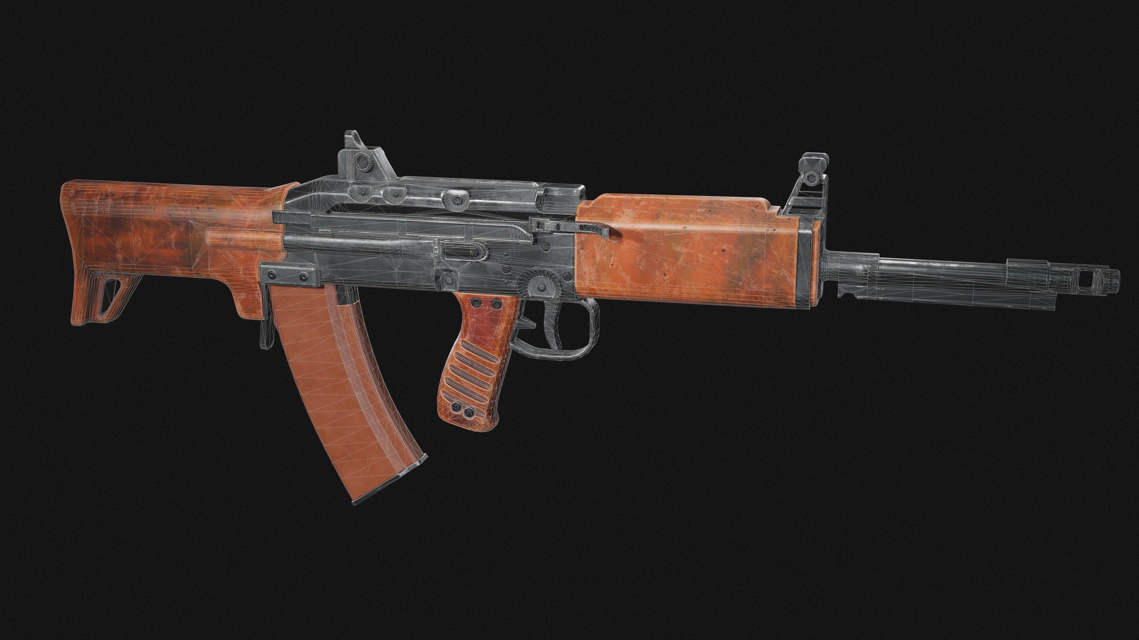 TKB 0146 3D model soviet bullpup rifle low poly  Low-poly 3D model_5