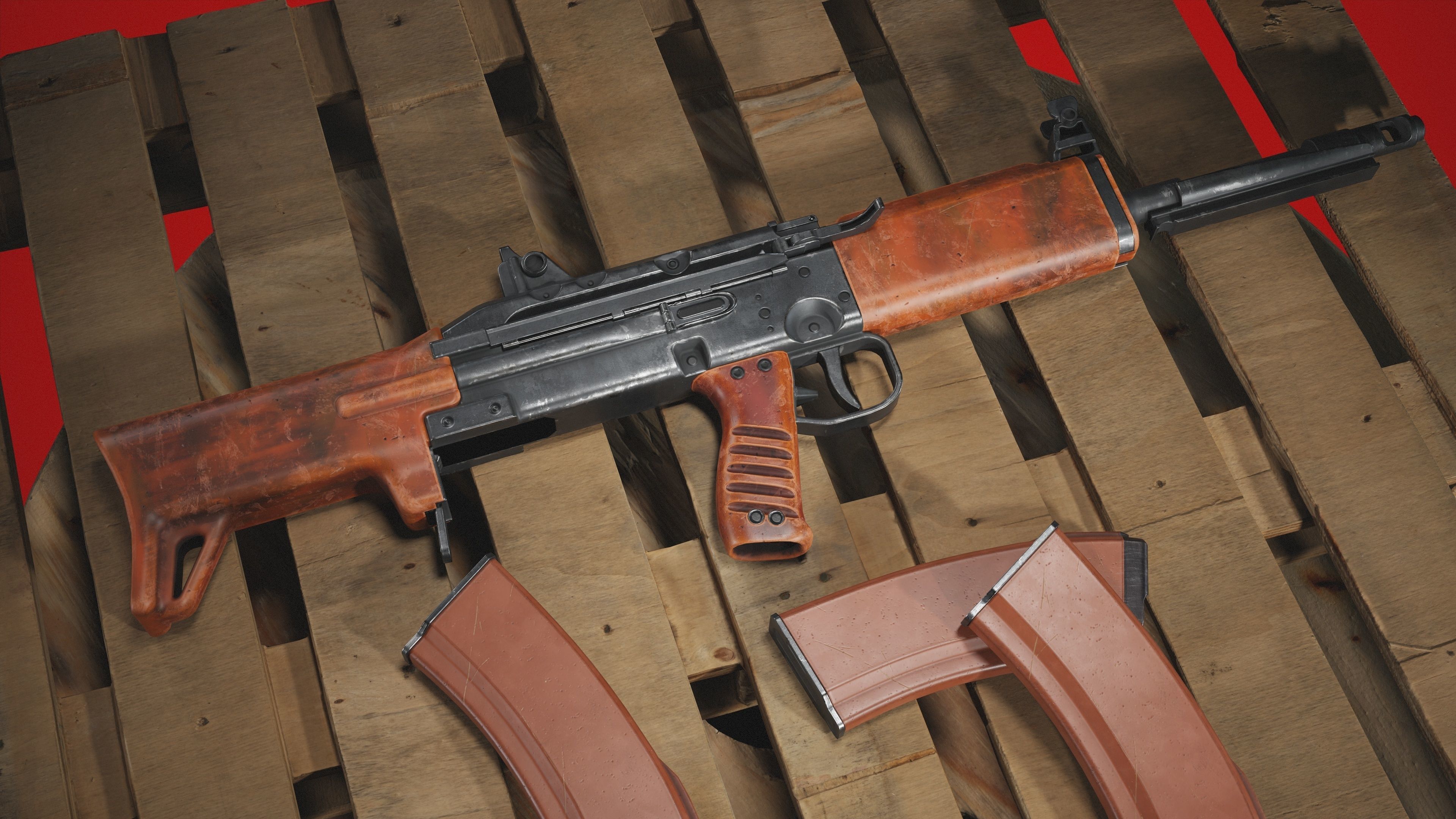 TKB 0146 3D model soviet bullpup rifle low poly  Low-poly 3D model_1