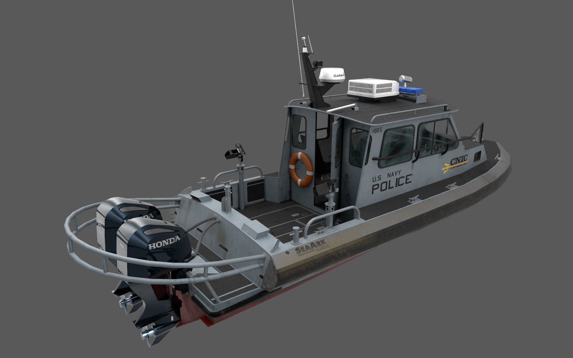 SeaArk US Navy Police Low-poly 3D model_2