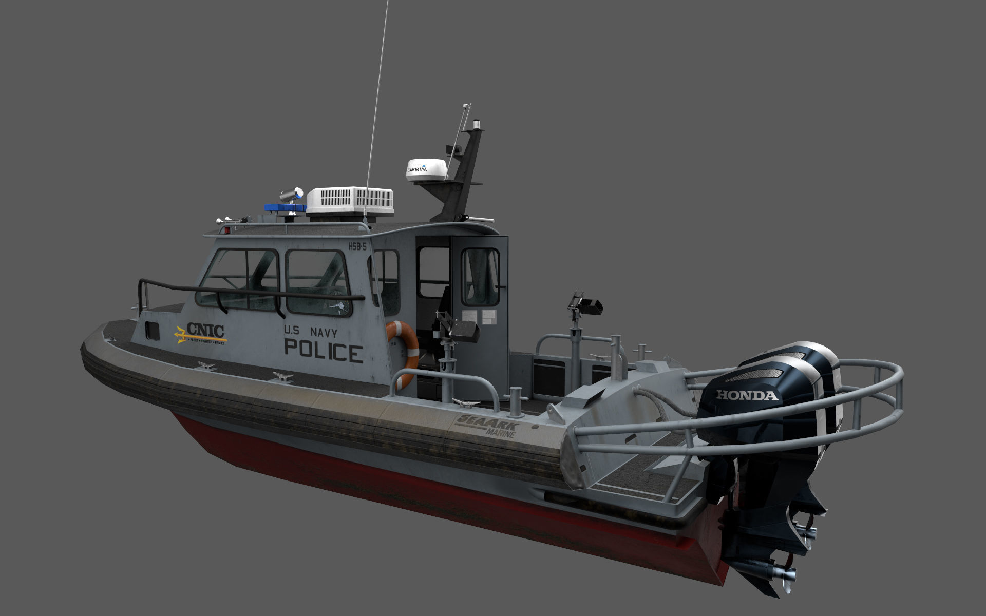 SeaArk US Navy Police Low-poly 3D model_12