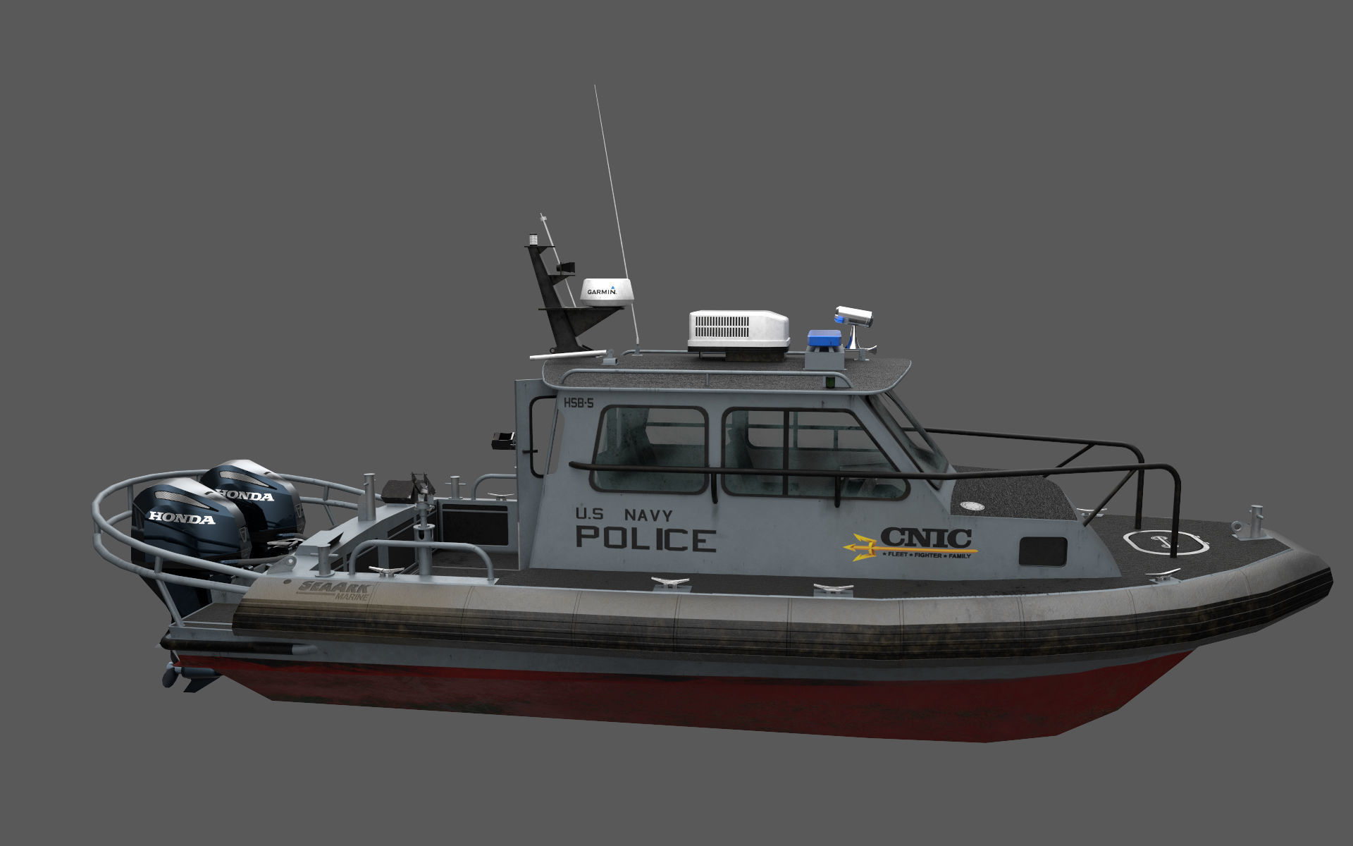 SeaArk US Navy Police Low-poly 3D model_7