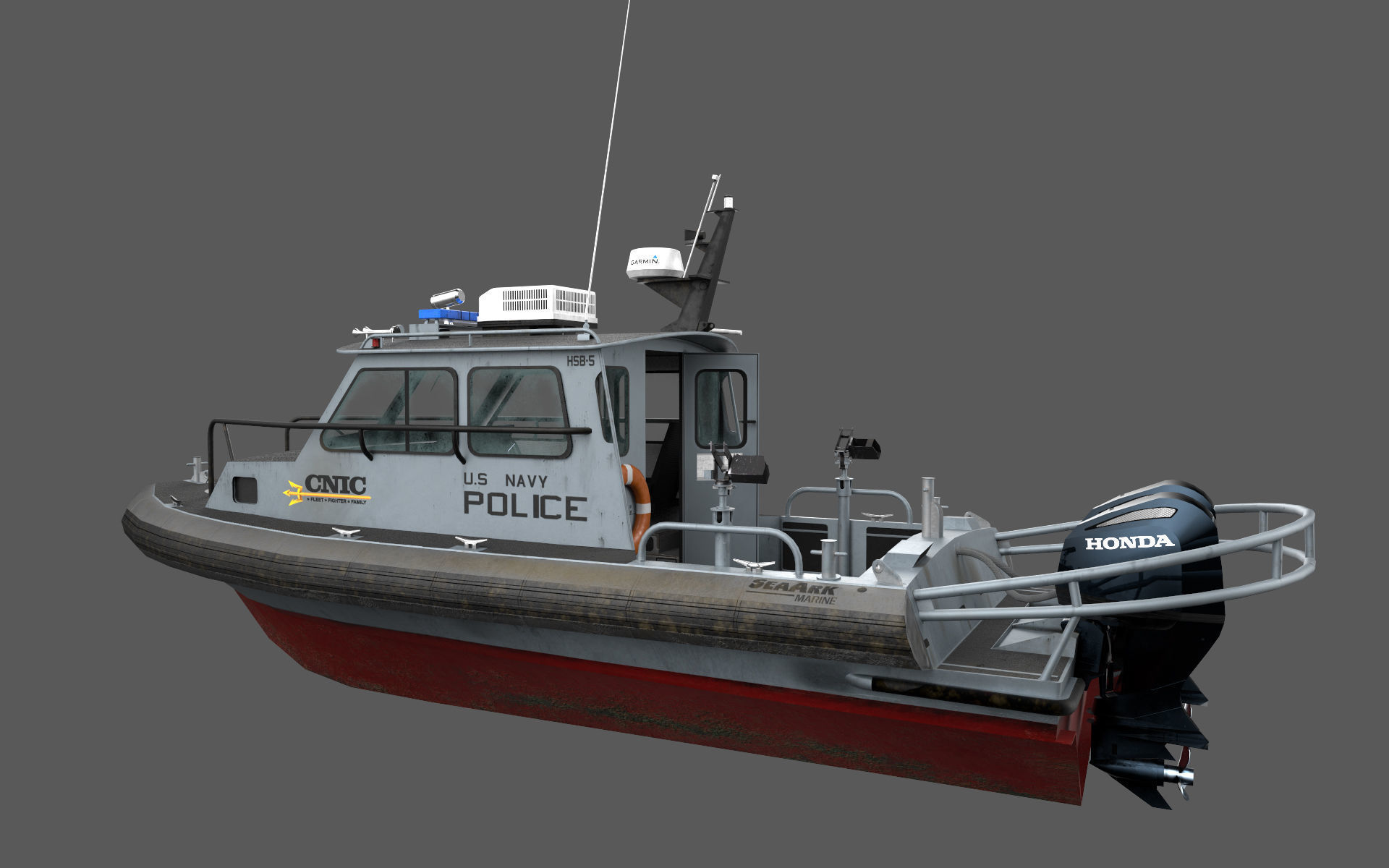 SeaArk US Navy Police Low-poly 3D model_3