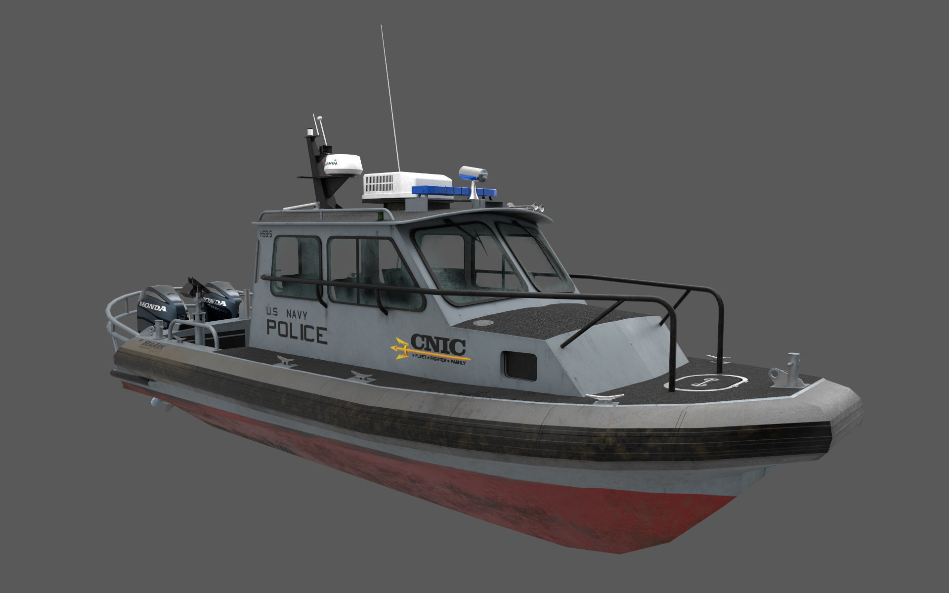 SeaArk US Navy Police Low-poly 3D model_1