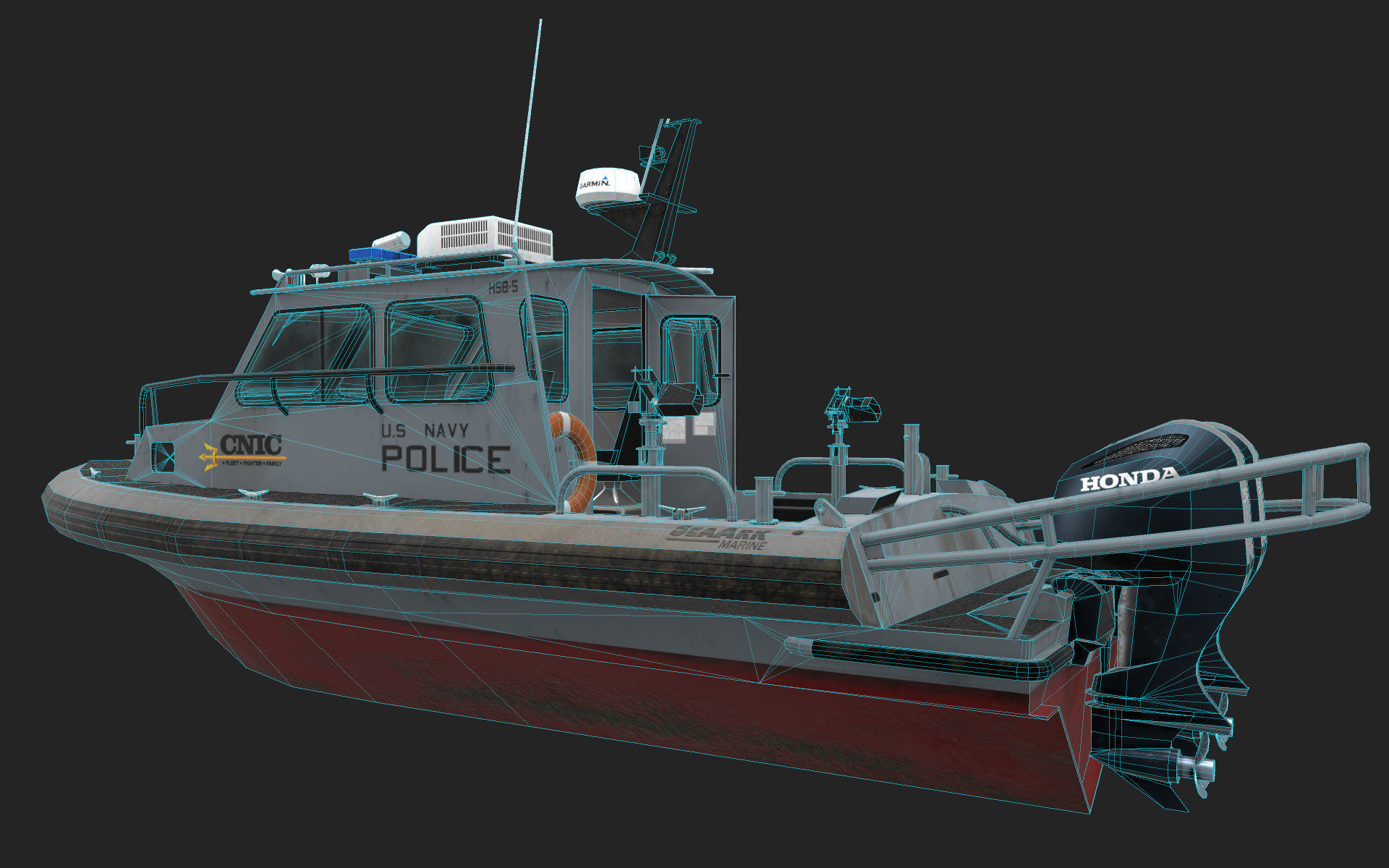 SeaArk US Navy Police Low-poly 3D model_11