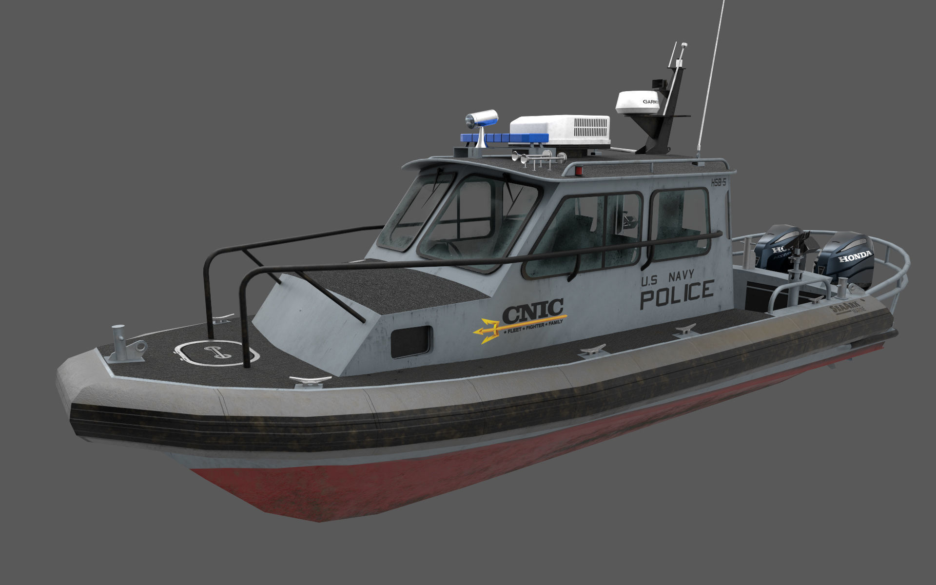 SeaArk US Navy Police Low-poly 3D model_13