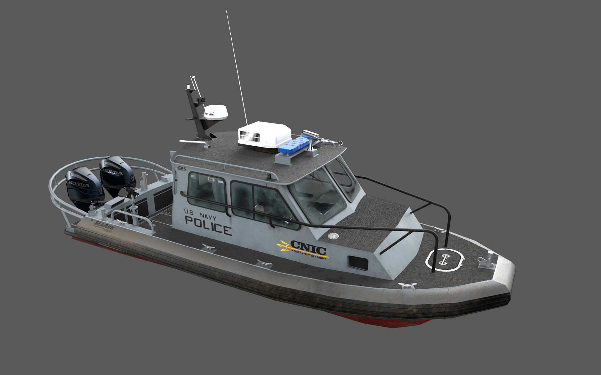 SeaArk US Navy Police Low-poly 3D model_4