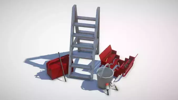 Low poly construction tools