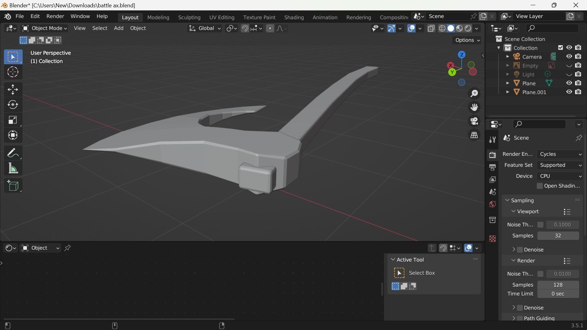 war axe Free low-poly 3D model_4