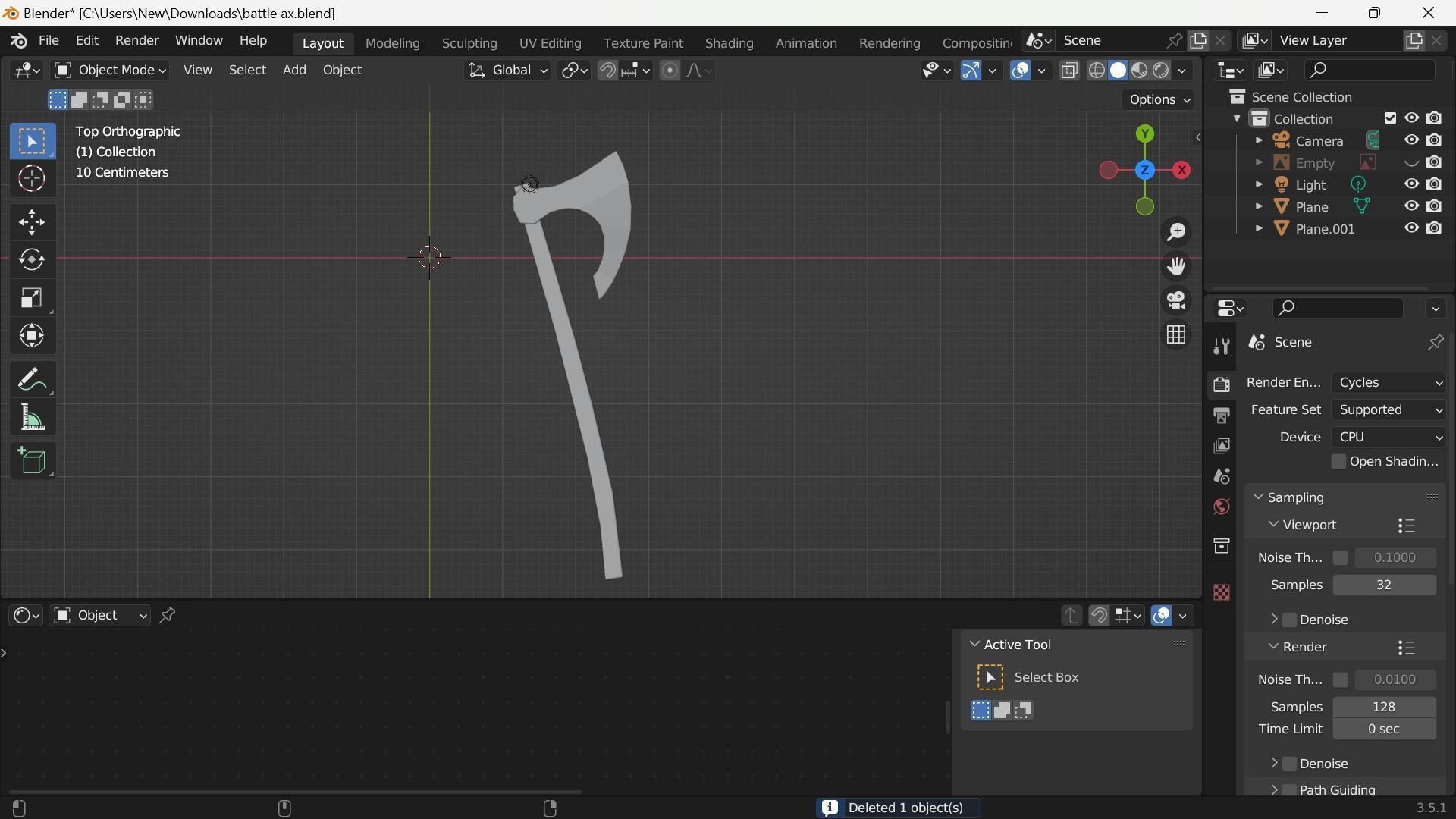 war axe Free low-poly 3D model_1