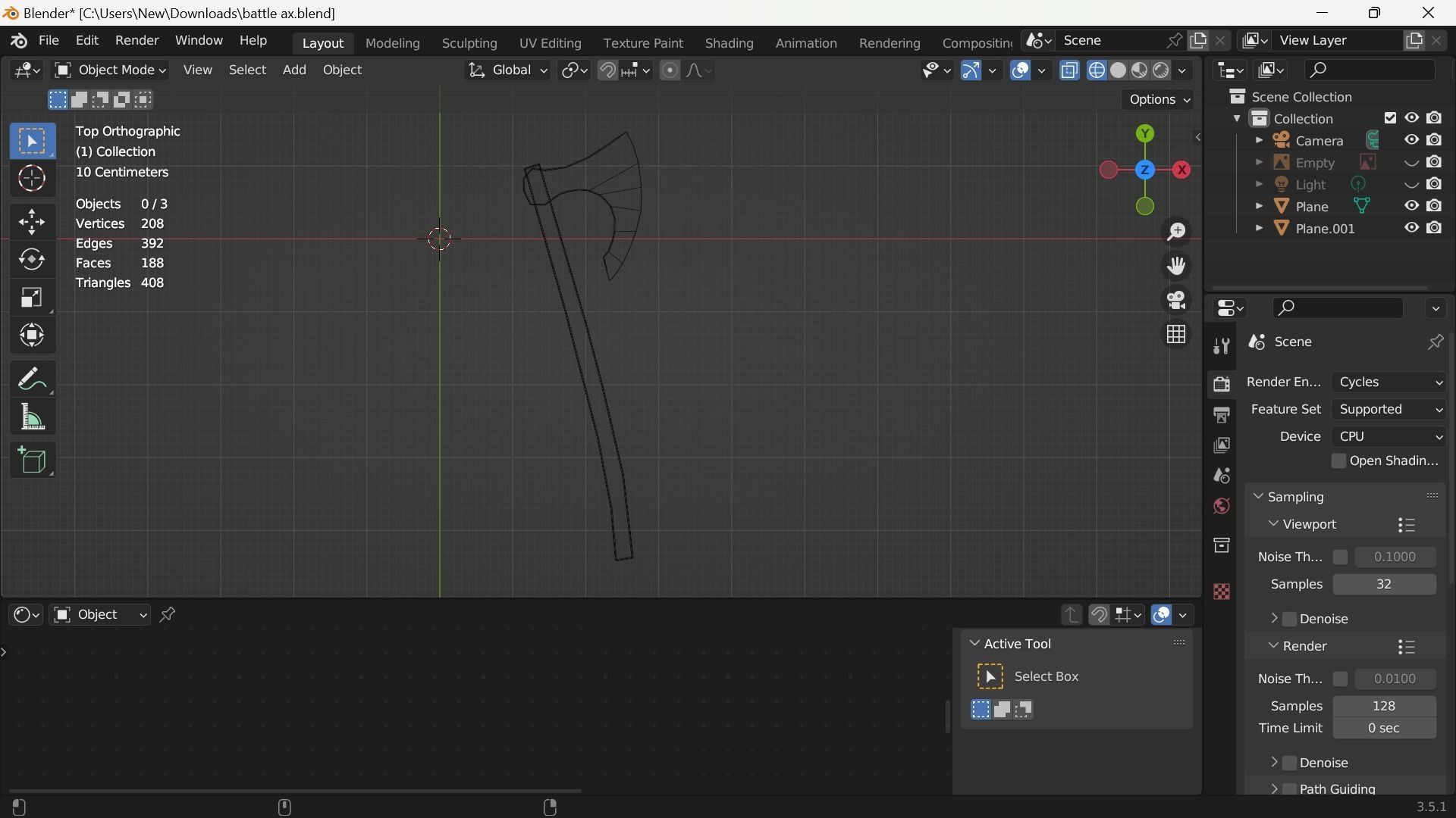 war axe Free low-poly 3D model_9