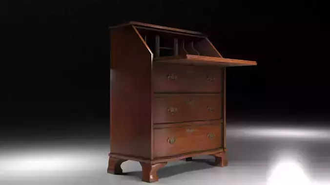 Wood Secretary Desk 3D model