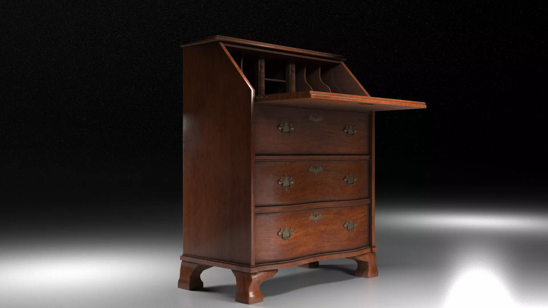 Wood Secretary Desk 3D model