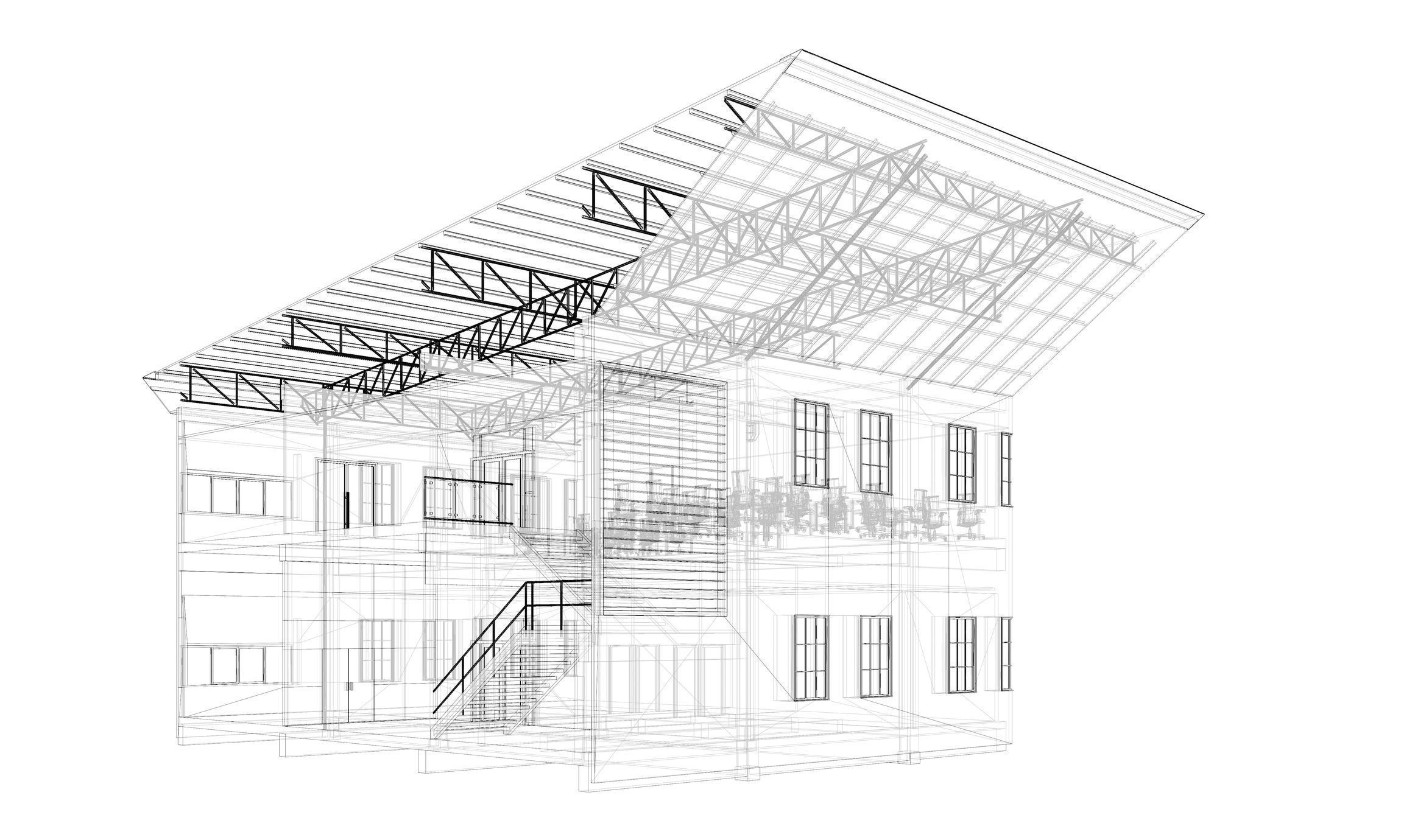 Office in section cut 3D model_6