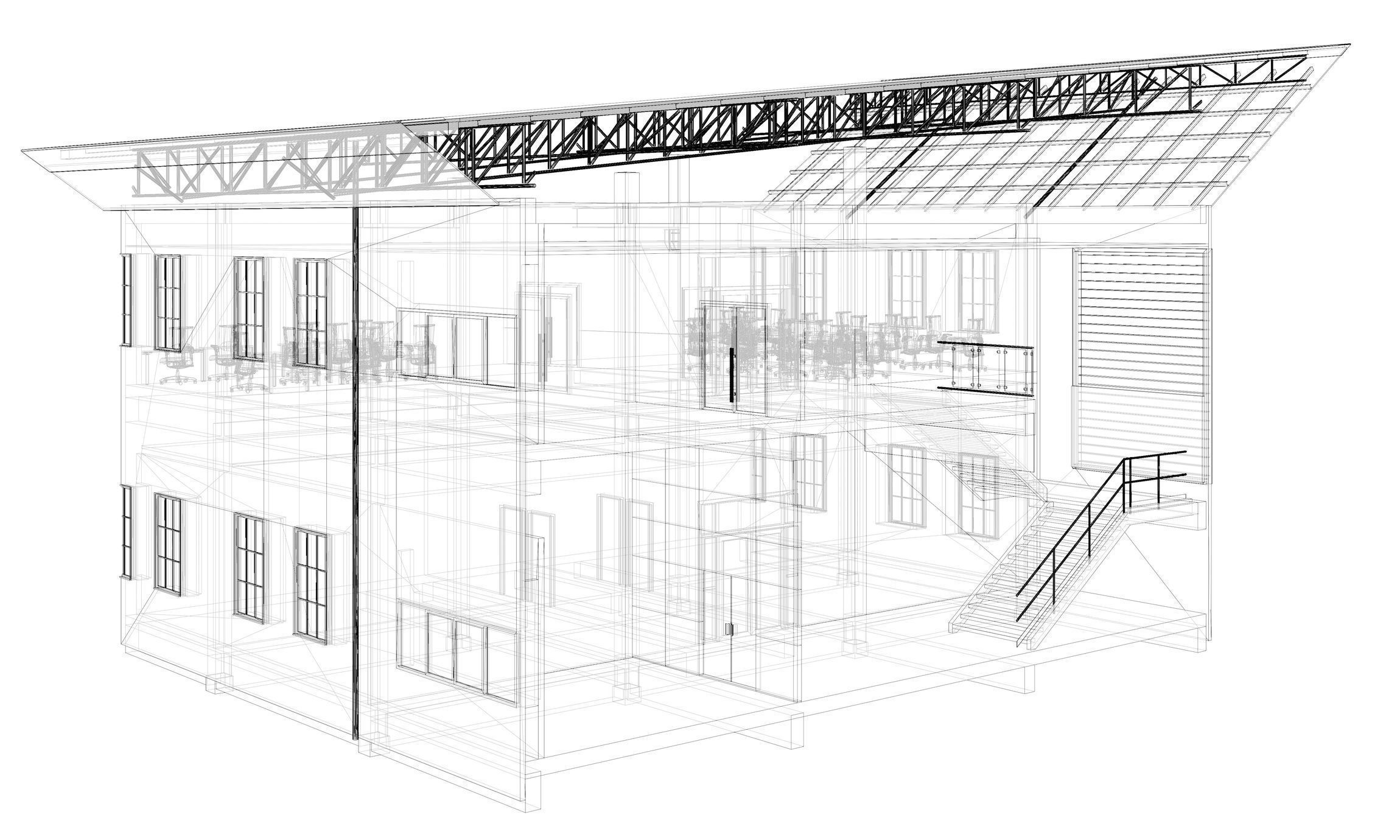 Office in section cut 3D model_7
