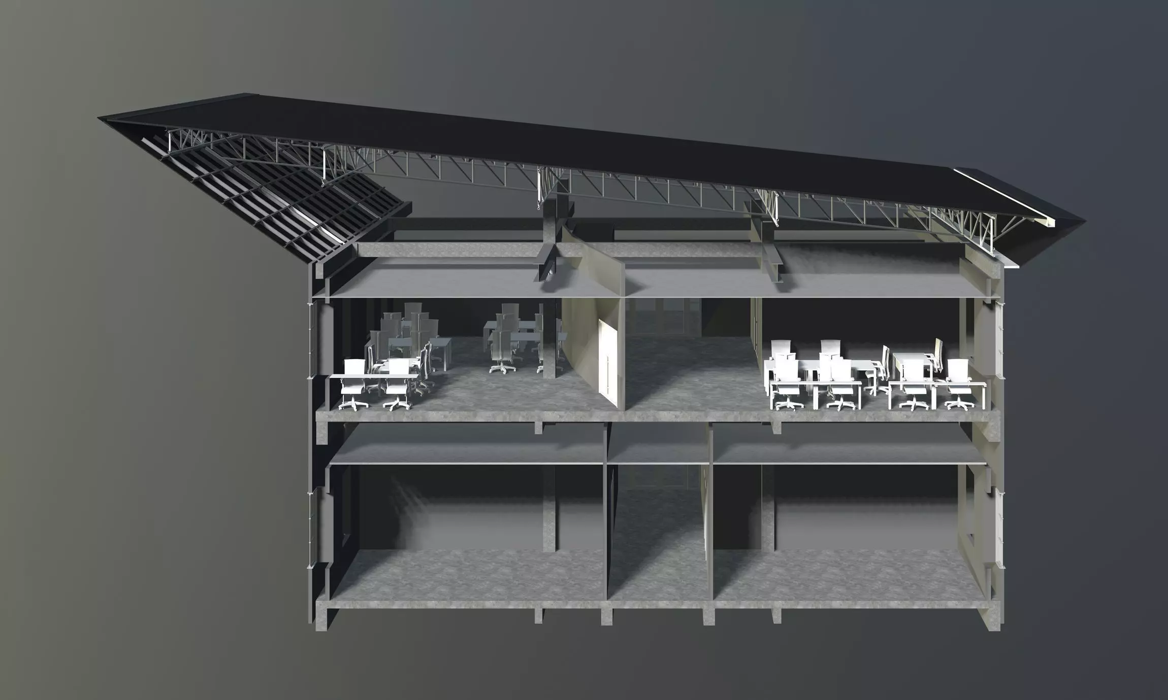 Office in section cut 3D model_0