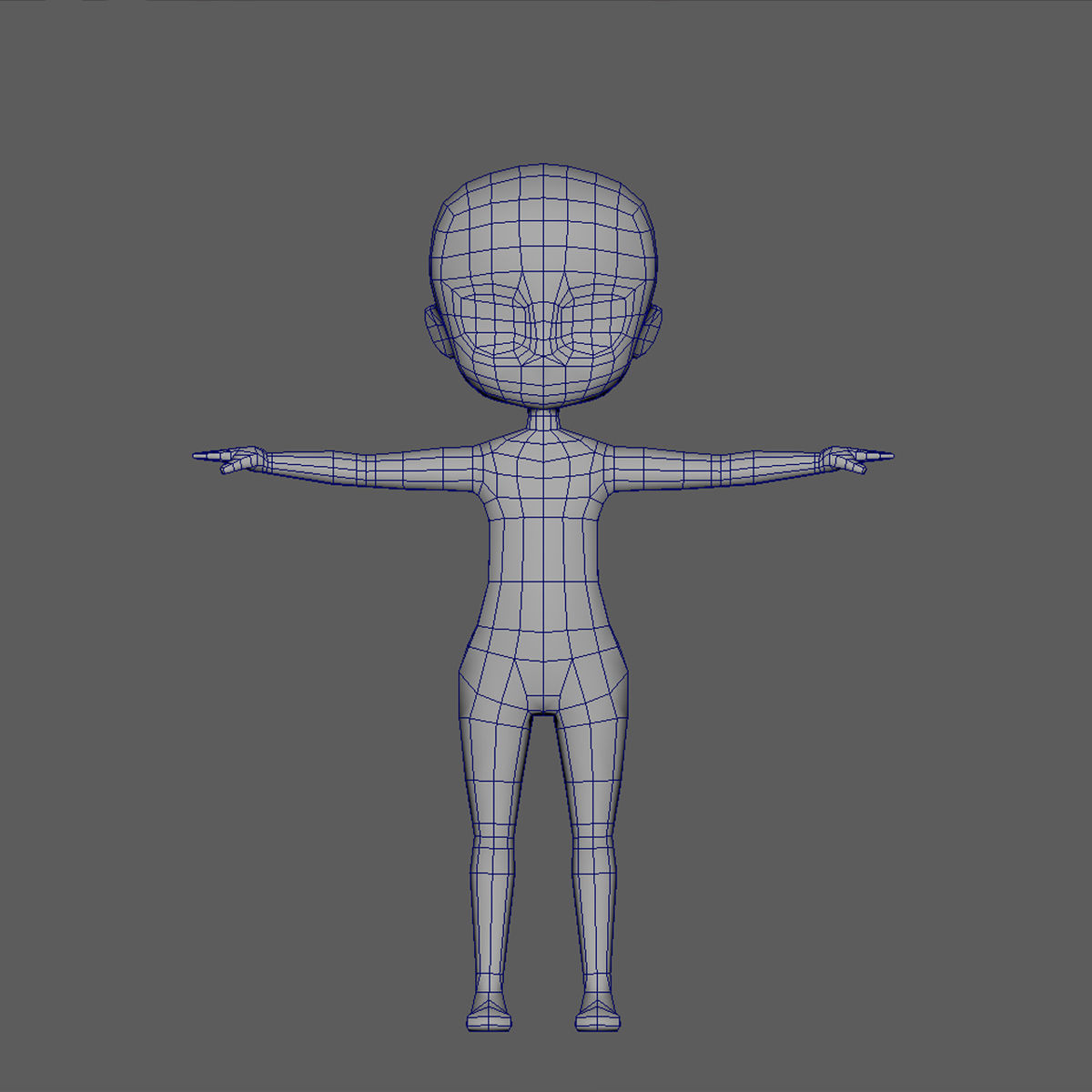 low-poly girl base 3d model  3D model_5