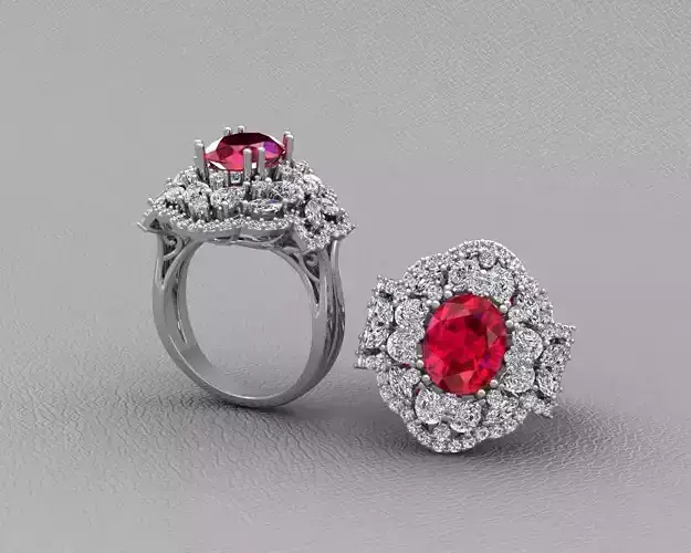 Diamond Jewelry Ruby Ring 3D print model