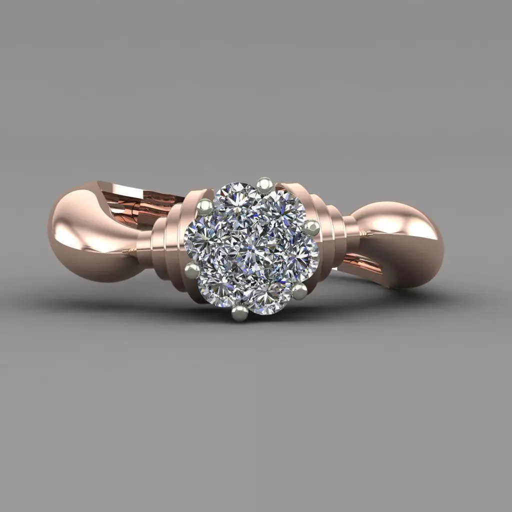Invisible Halo Diamond Engagement Ring 3D Print Model 3D print model