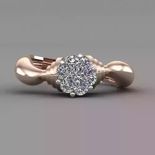 Invisible Halo Diamond Engagement Ring 3D Print Model