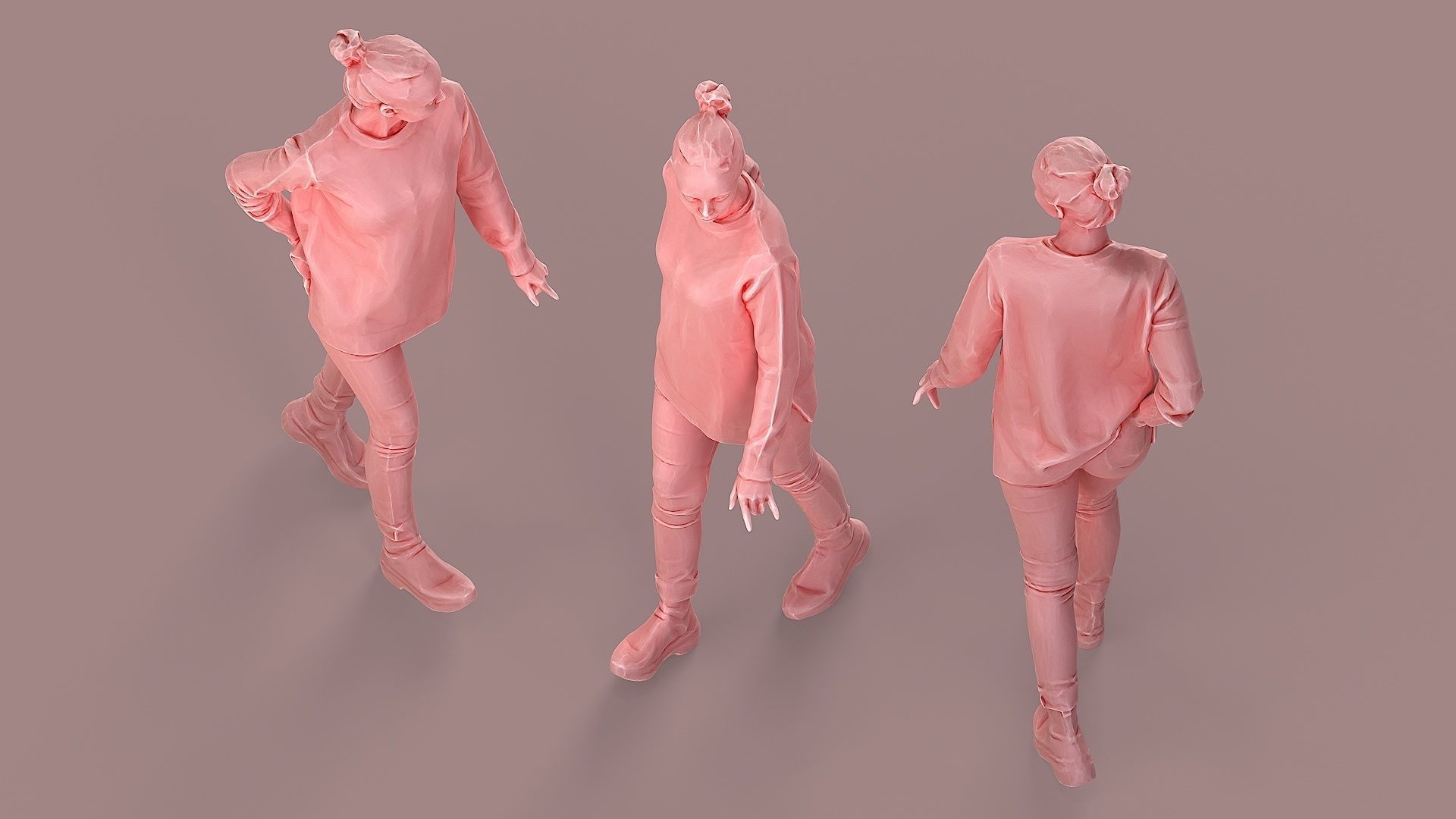 City Wanderer Casual Girl Walking 3D model_6