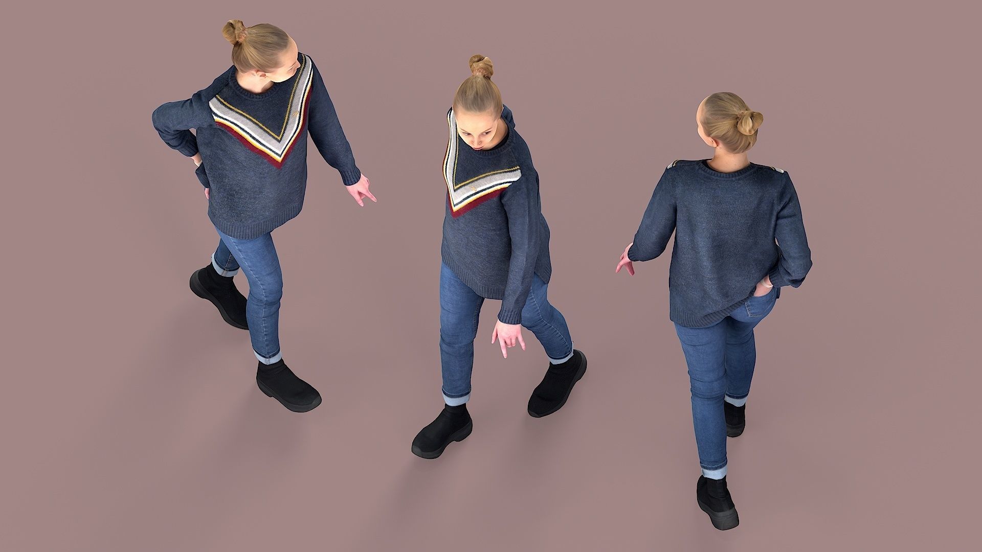 City Wanderer Casual Girl Walking 3D model_4