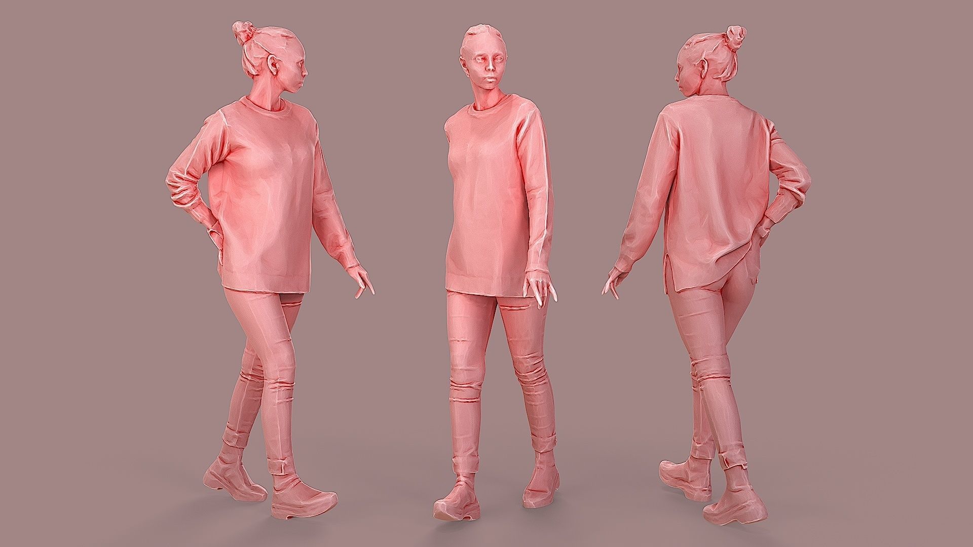 City Wanderer Casual Girl Walking 3D model_2