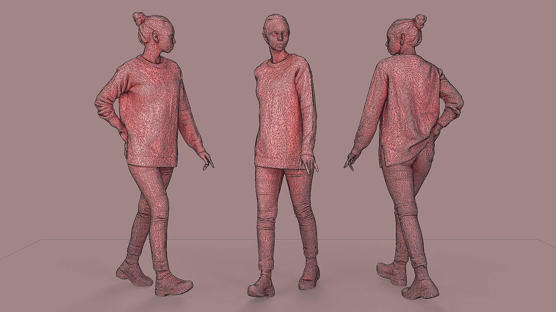 City Wanderer Casual Girl Walking 3D model_3