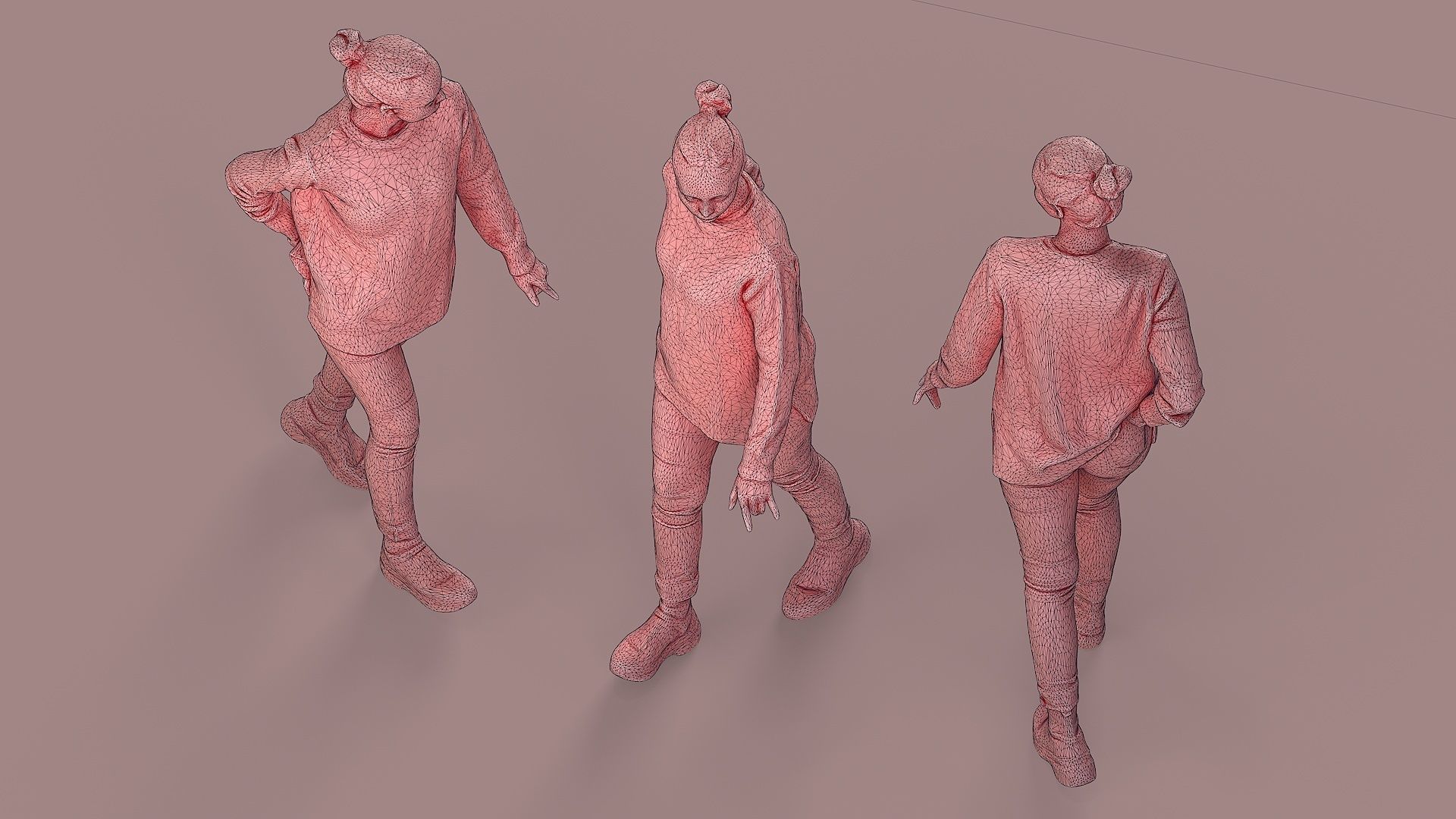 City Wanderer Casual Girl Walking 3D model_7