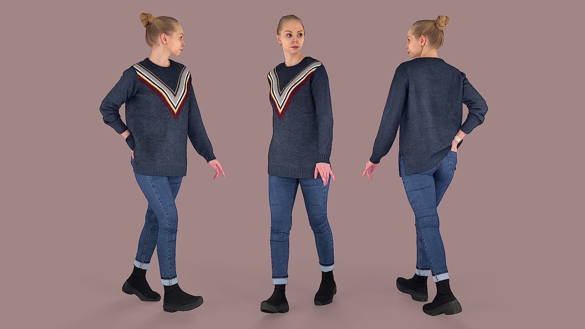 City Wanderer Casual Girl Walking 3D model_1