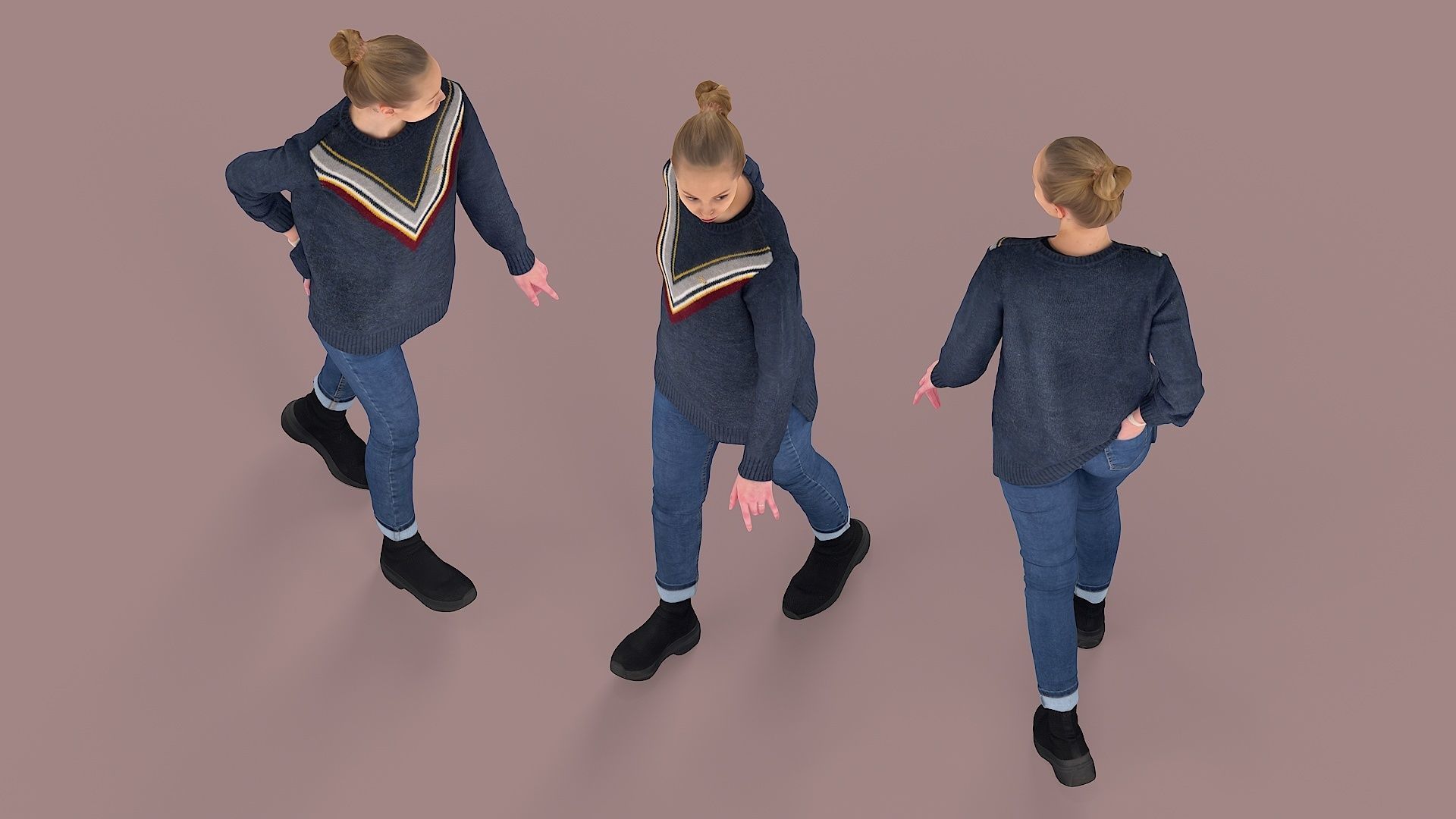 City Wanderer Casual Girl Walking 3D model_5