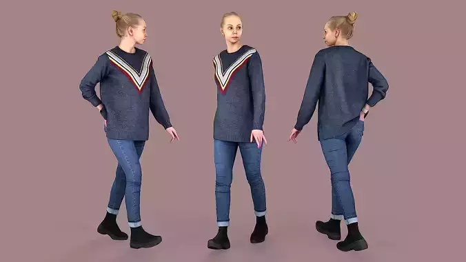 City Wanderer Casual Girl Walking 3D model