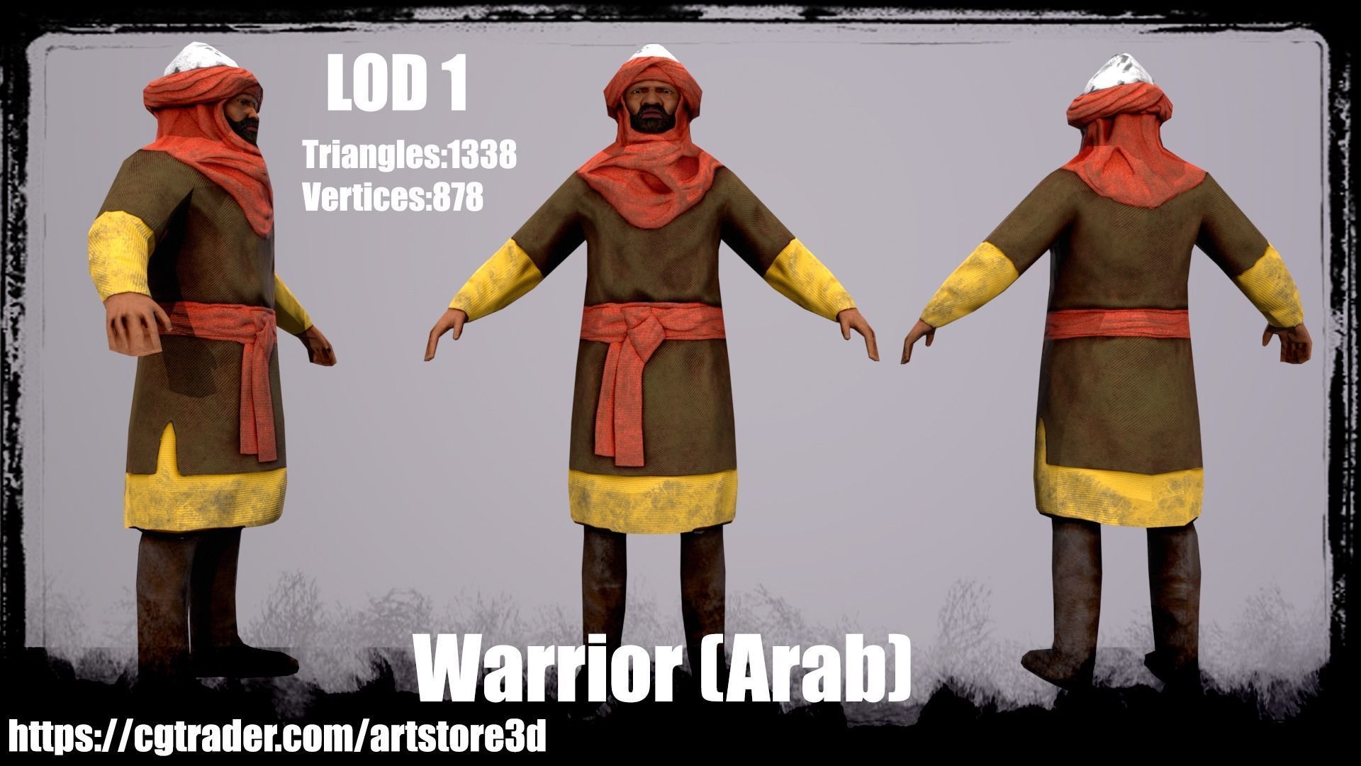 Warrior-Arab-Optimize Low-poly 3D model_5