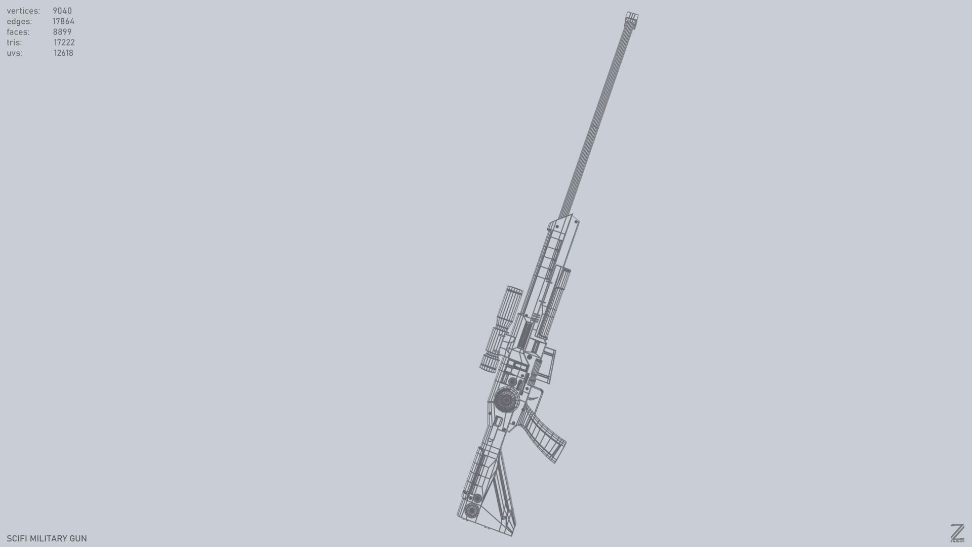 Scifi military gun Low-poly 3D model_13