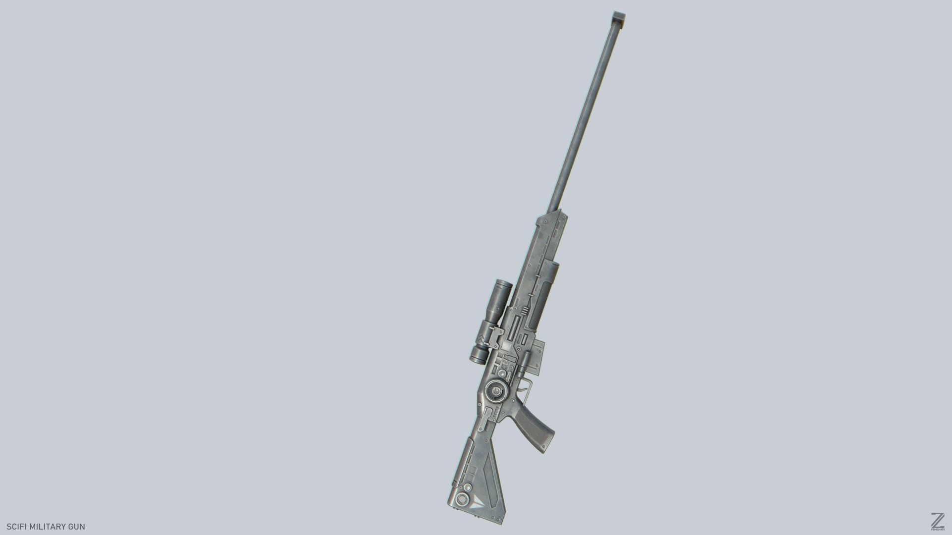 Scifi military gun Low-poly 3D model_7