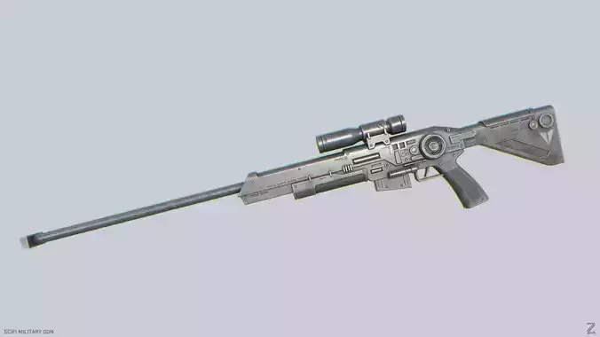 Scifi military gun Low-poly 3D model Scifi military gun Low-poly 3D model