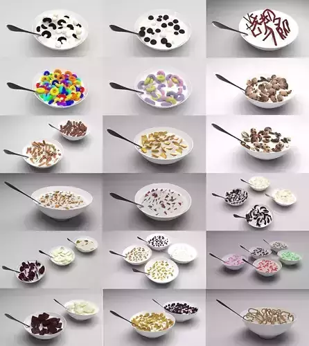 Bowl of Cereals Collection 3D model