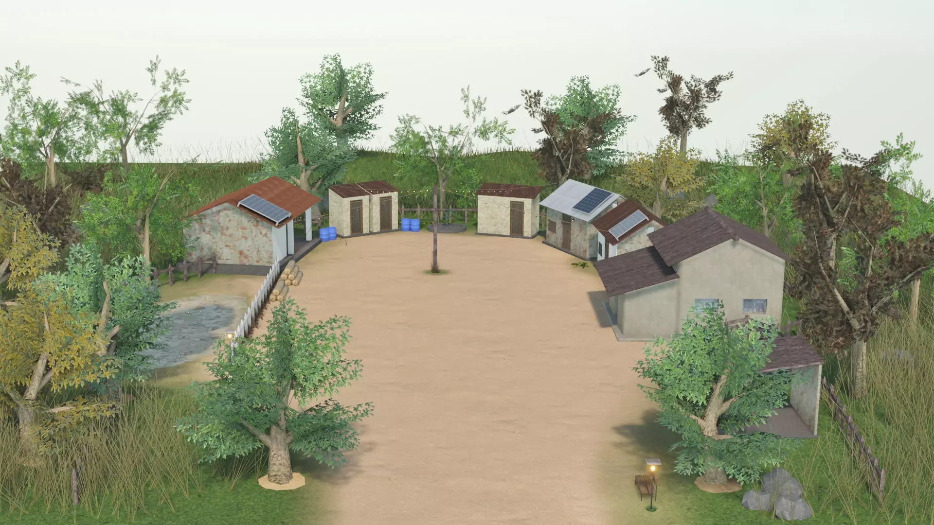 RuralVillageSet Free low-poly 3D model