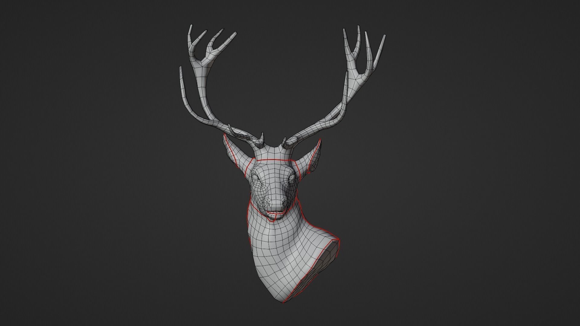 Deer Head Low-poly 3D model_17