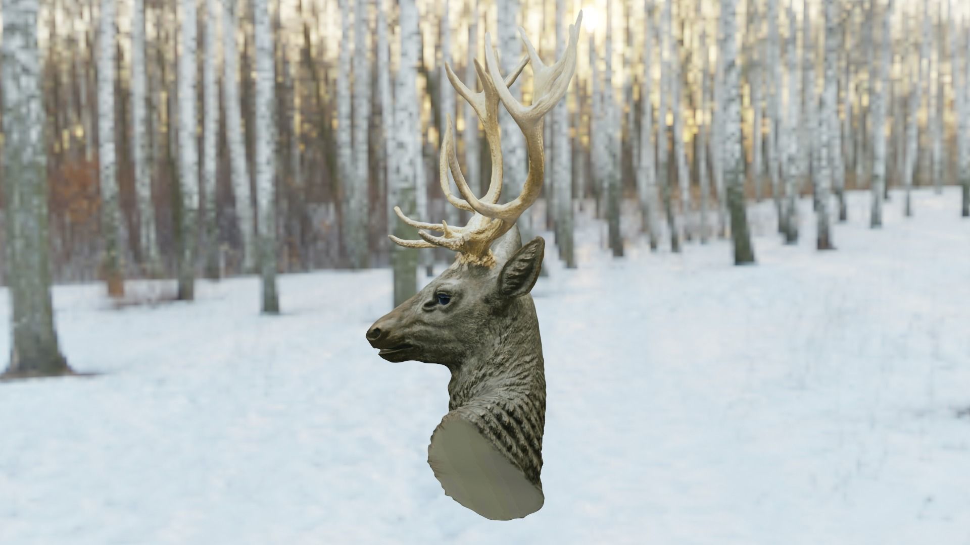 Deer Head Low-poly 3D model_5