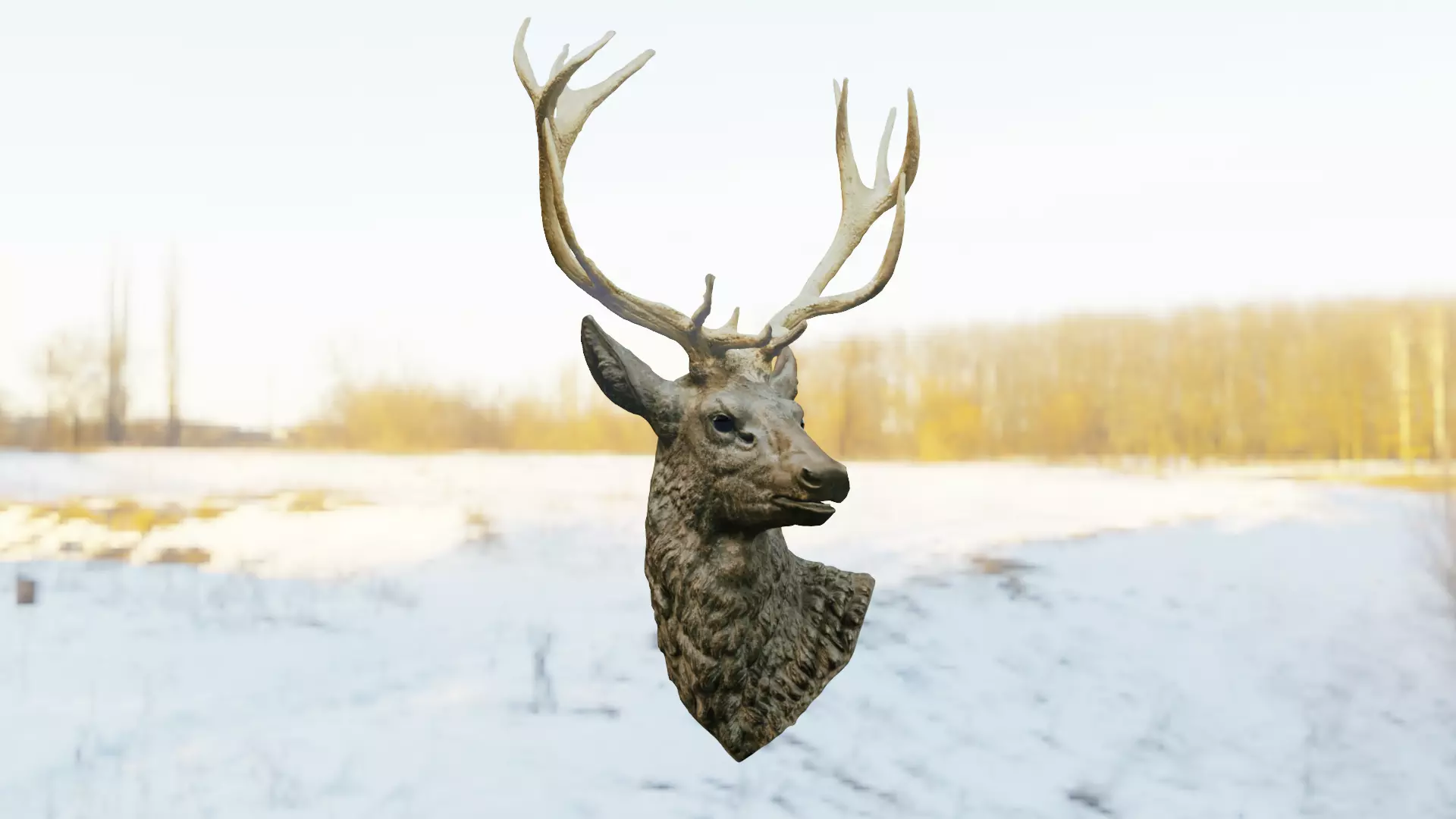 Deer Head Low-poly 3D model_0