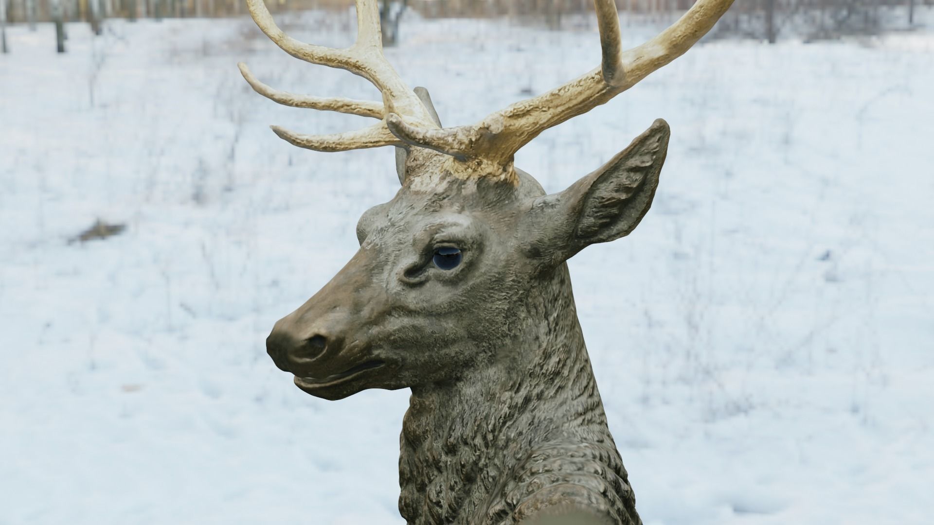 Deer Head Low-poly 3D model_6